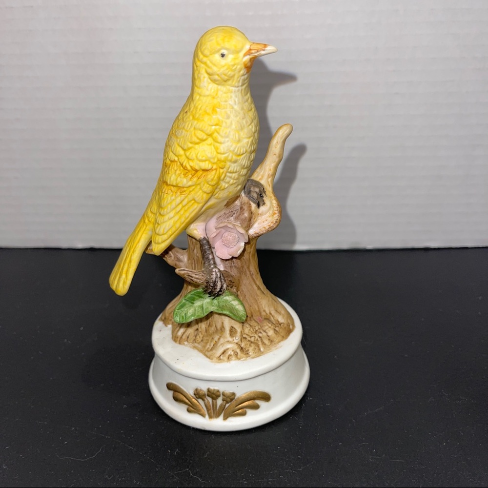 Vintage Yellow Canary Bird Music Box Figurine